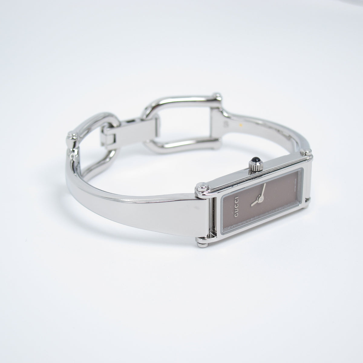 Gucci Vintage Rectangle Brown Face Bangle Watch