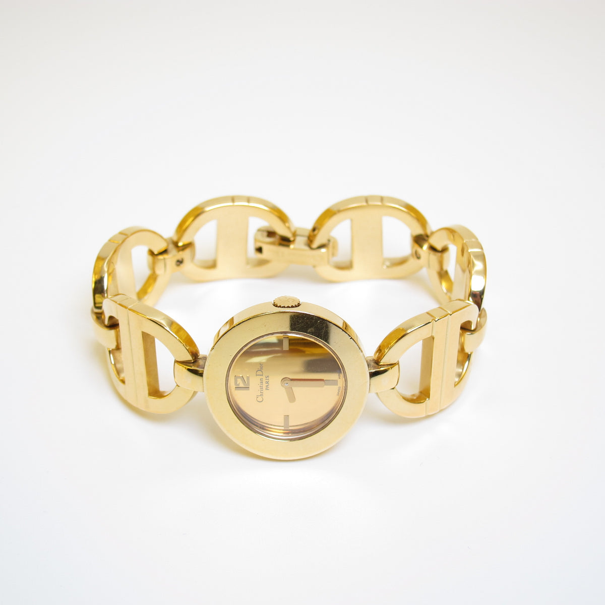 Christian Dior Vintage CD022180 Round Gold-Tone Bangle Watch