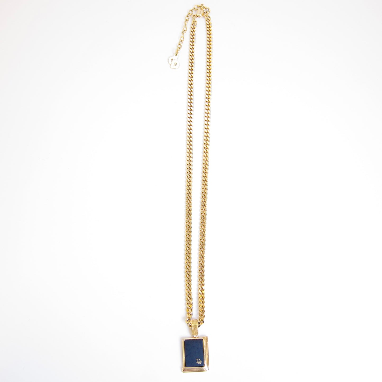 Christian Dior Vintage Dior Logo on Rectangle Black and Golden Necklace