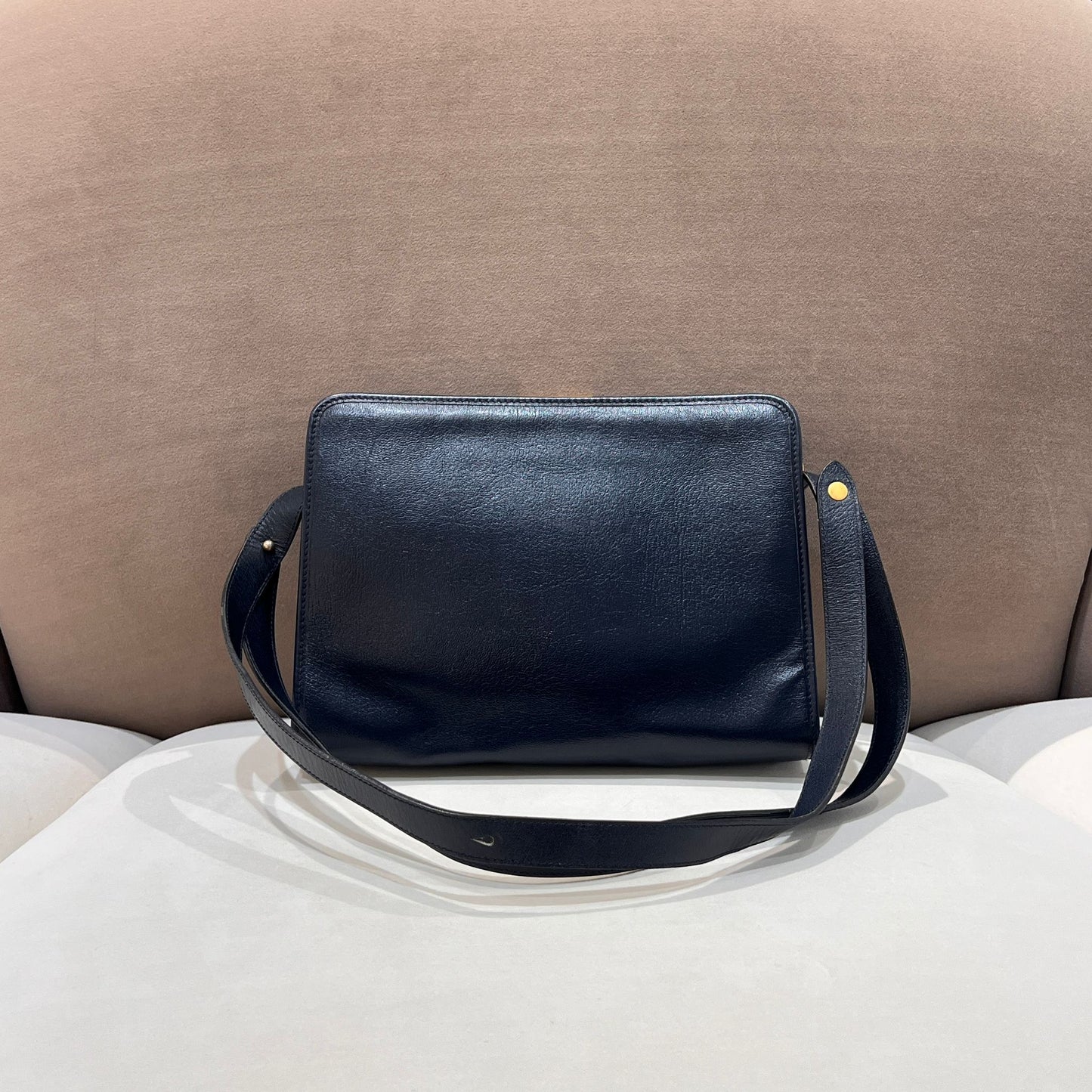 Christian Dior Vintage Navy Leather Shoulder Bag