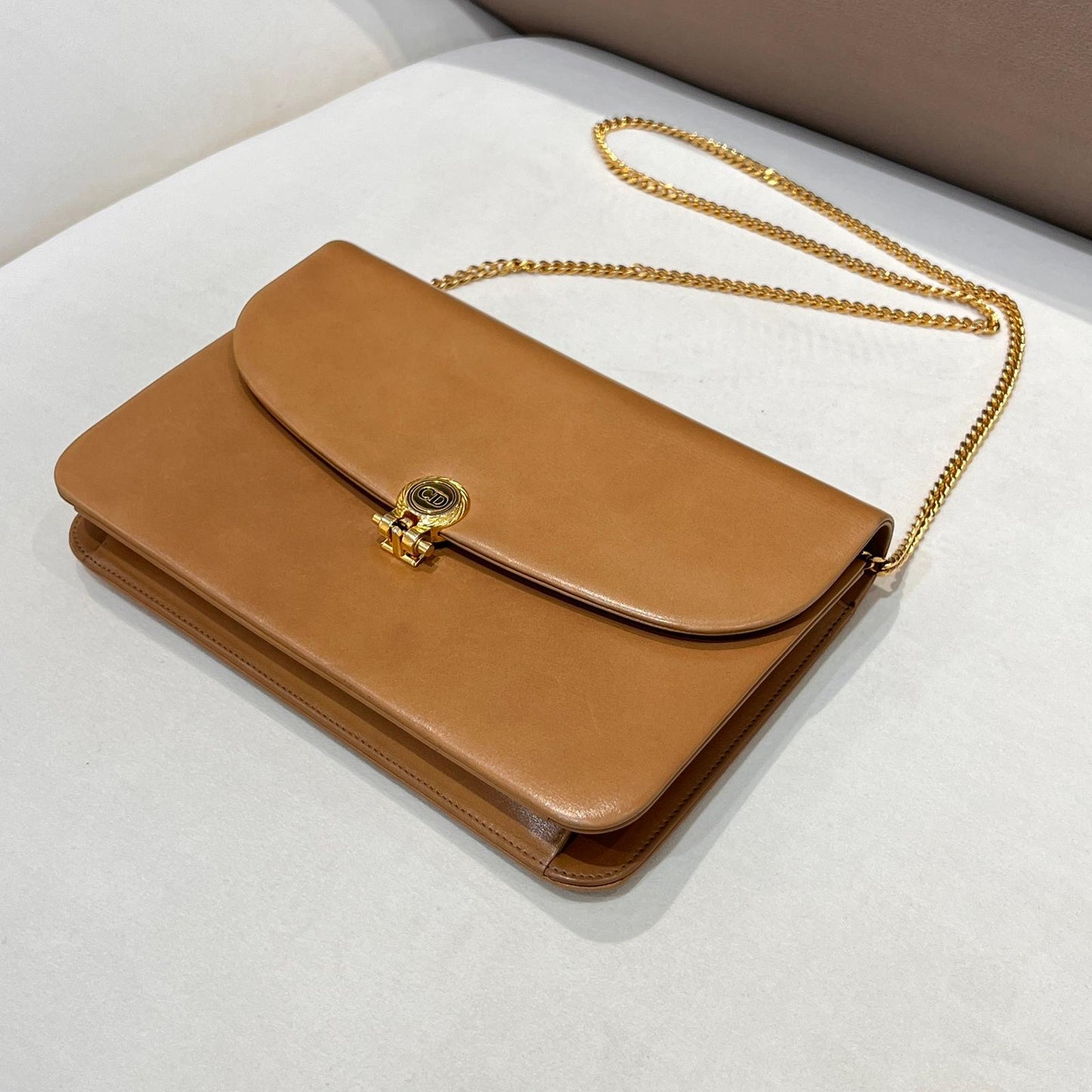 Christian Dior Vintage Beige Chain Shoulder Bag