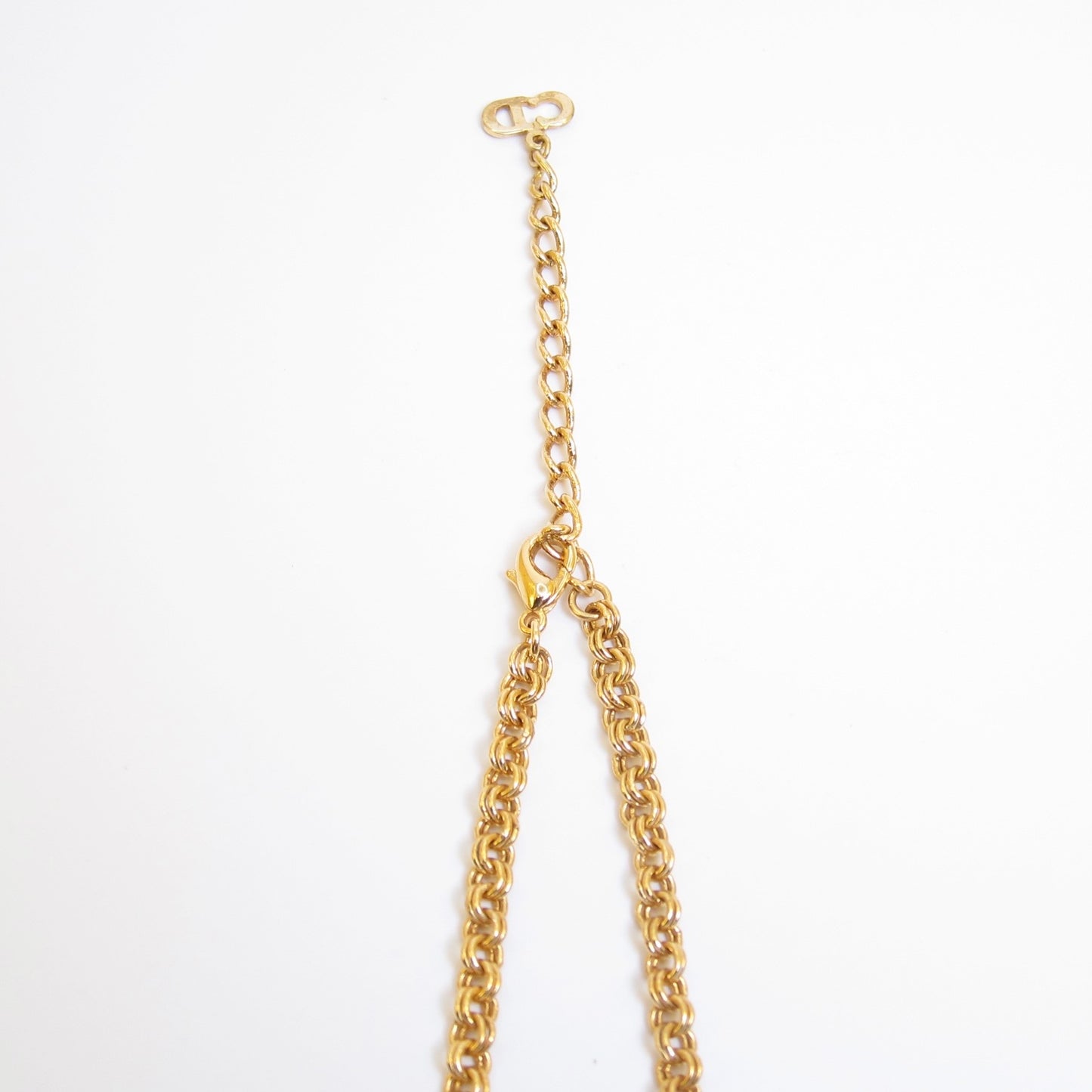 Christian Dior Vintage CD Logo and Rhinestone Golden Necklace