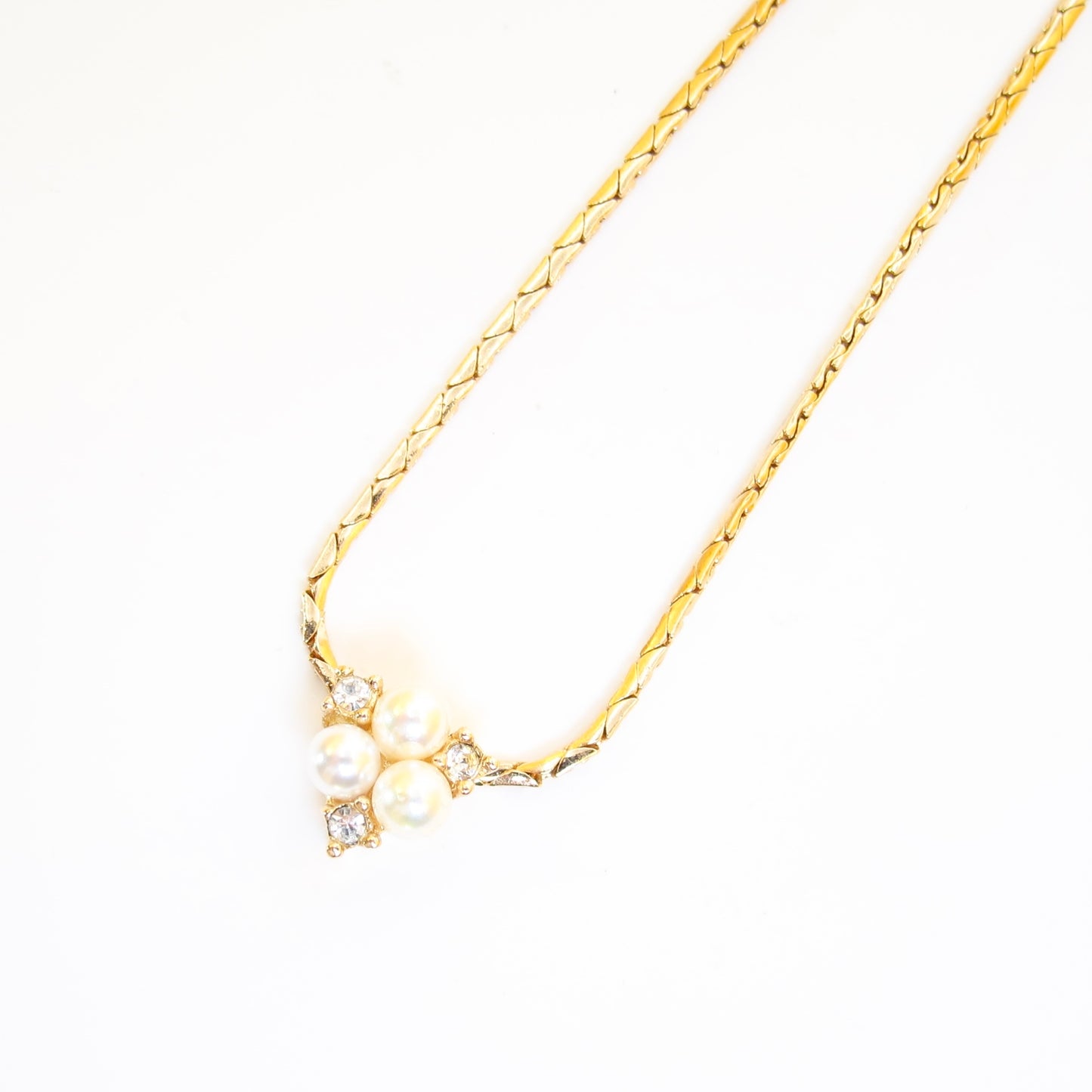 Christian Dior Vintage Pearl and Rhinestone Golden Necklace