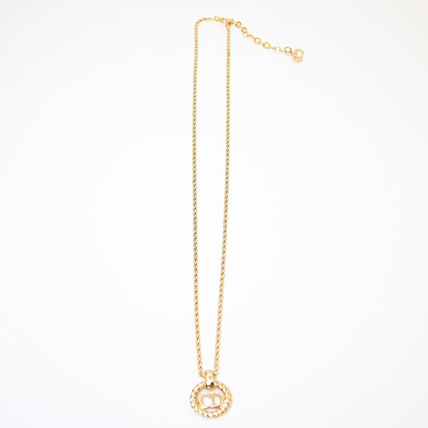 Christian Dior Vintage CD Logo in Twist Circle Golden Necklace