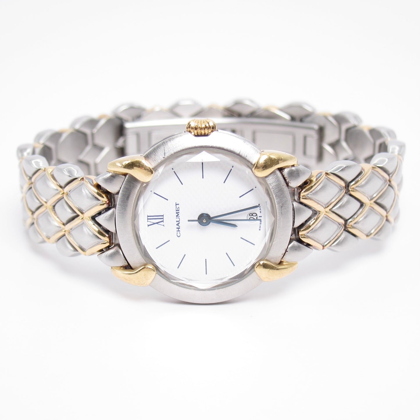 Chaumet Vintage Griffith Round White Face with Date Two Tone Watch