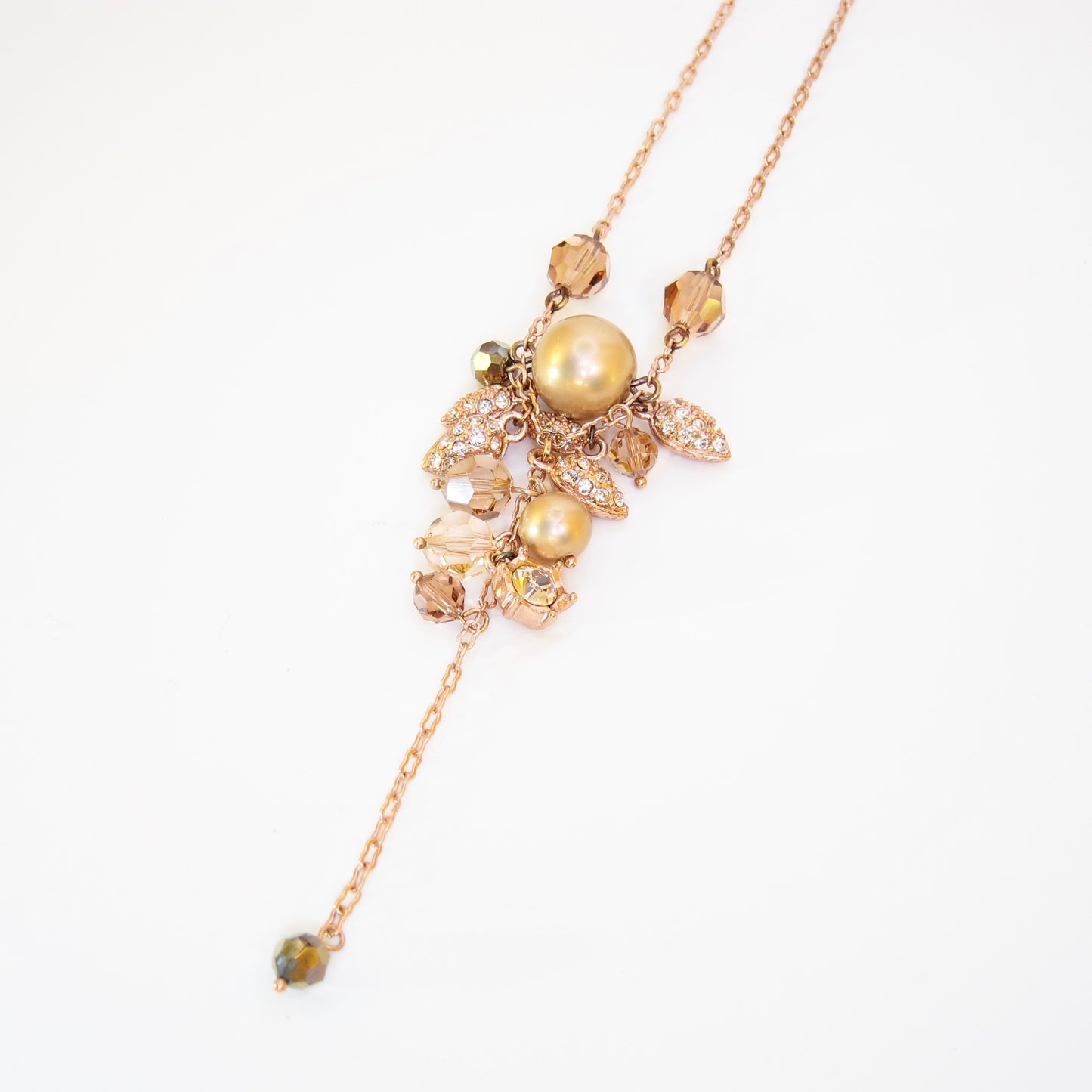 Givenchy Vintage Pearl and Brown Tone Stone Necklace