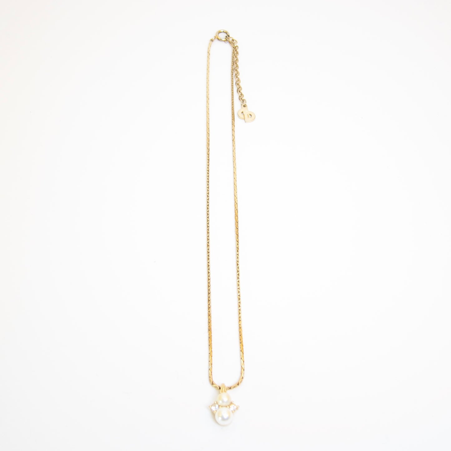 Christian Dior Vintage Pearl and Rhinestone Golden Necklace