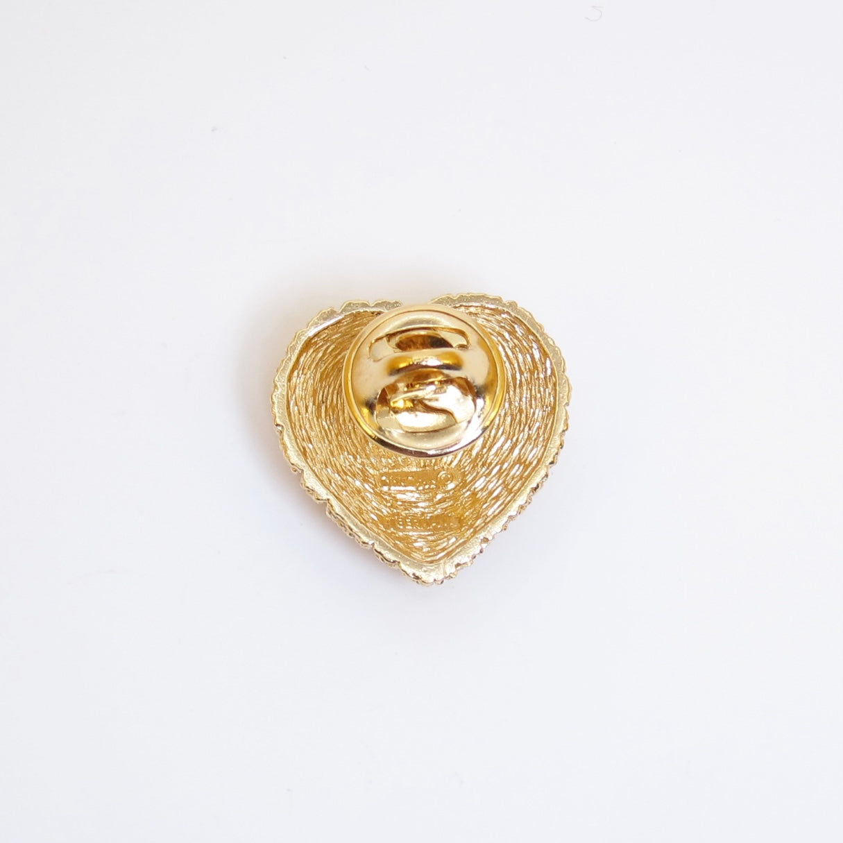 Christian Dior Vintage Dior Logo on Heart Golden Brooch