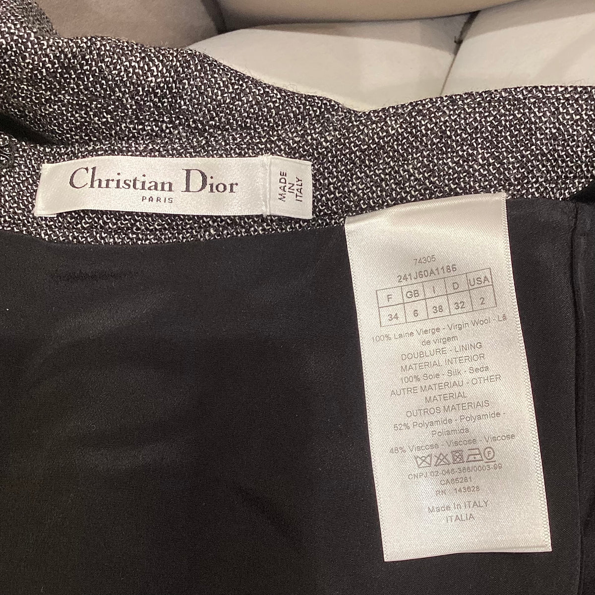 Christian Dior Vintage Gray Wool Coat and Skirt