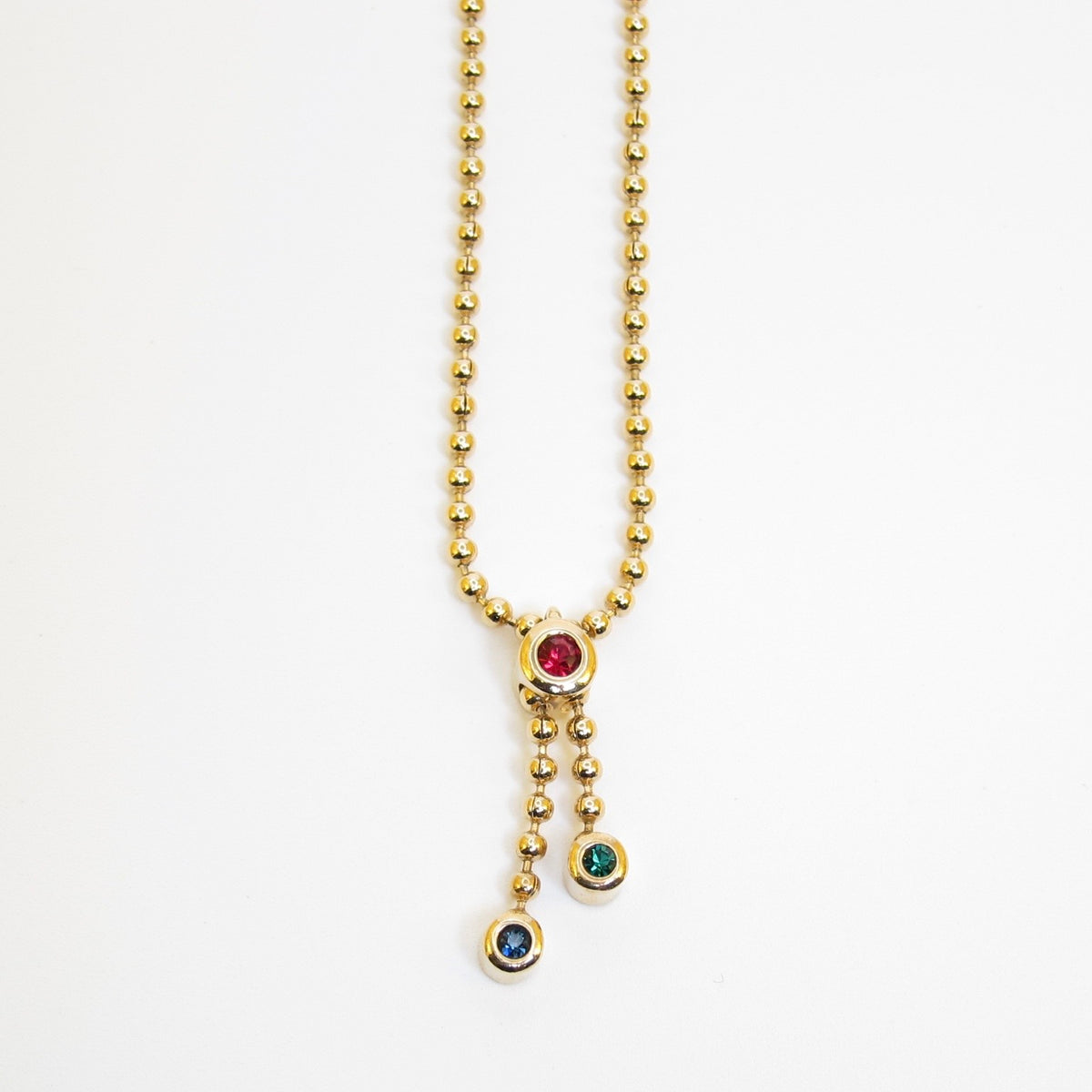 Christian Dior 中古彩色飾石垂墜金色頸鏈，42 厘米