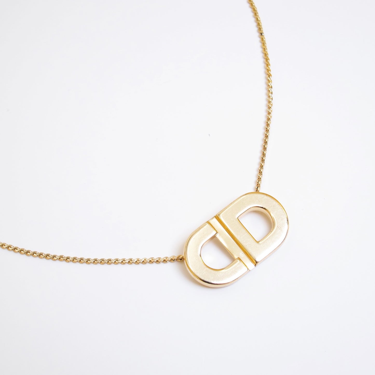 Christian Dior Vintage CD Logo Golden Necklace
