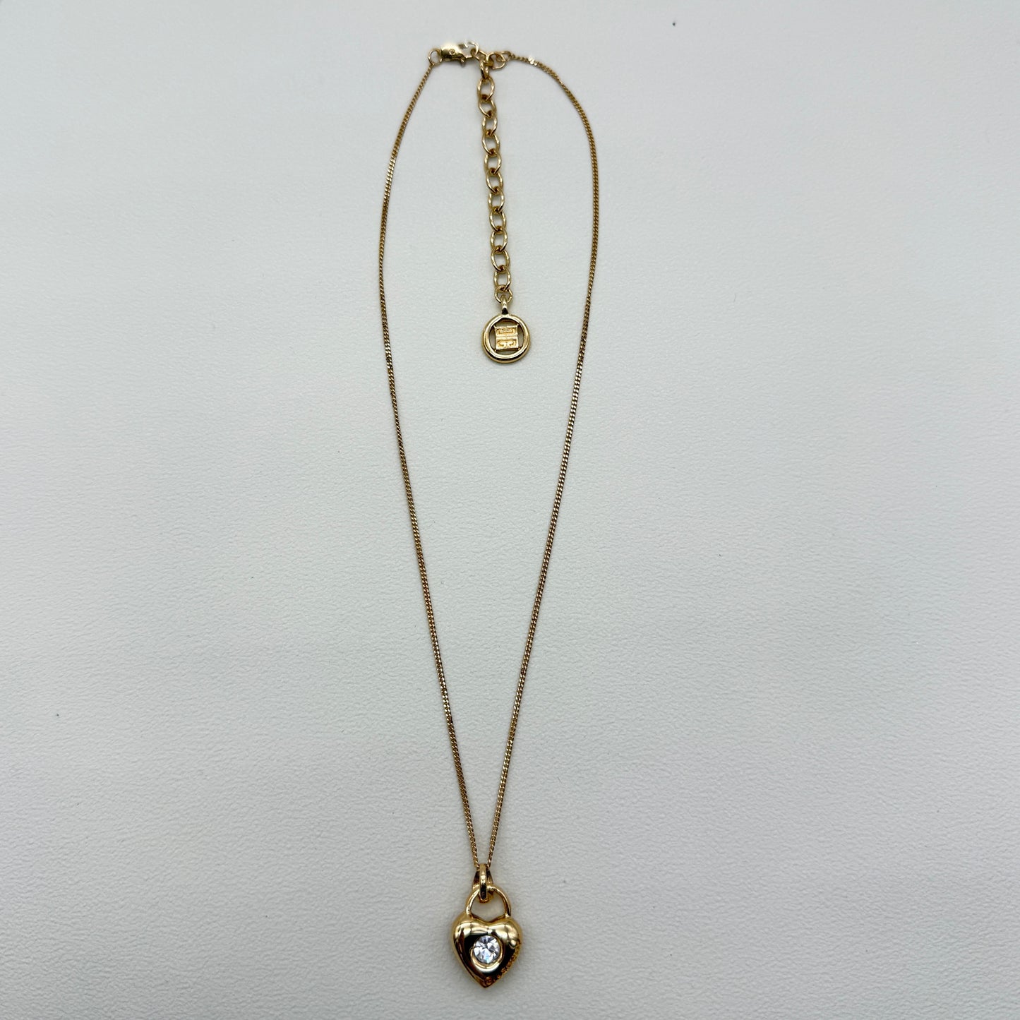 Givenchy Vintage Givenchy Logo on Heart Lock with Rhinestone and Pearl Golden Necklace