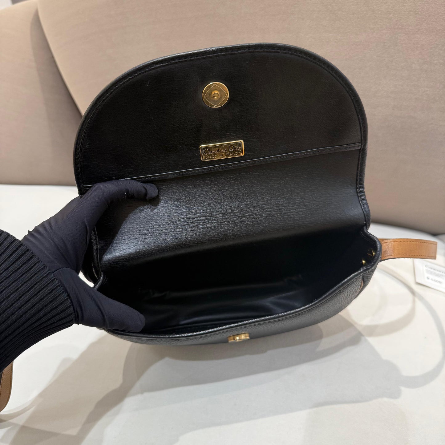 Christian Dior Vintage Cd Logo Leather Shoulder Bag