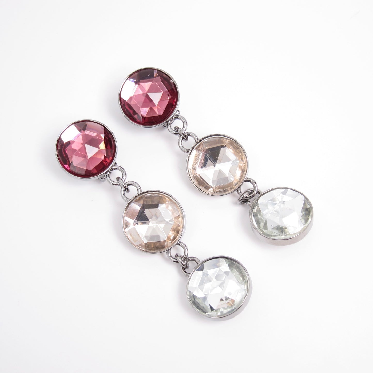 Miu Miu Vintage Multi Color Stone Silver Clip-on Earrings