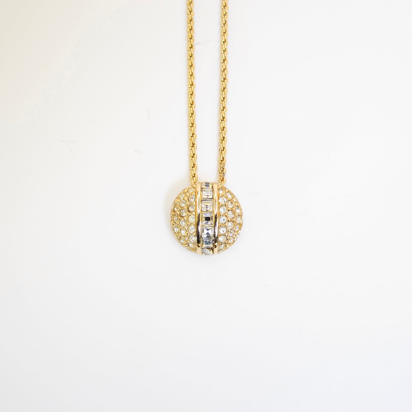 Christian Dior Vintage Round Shape with Rhinestone Golden Necklace