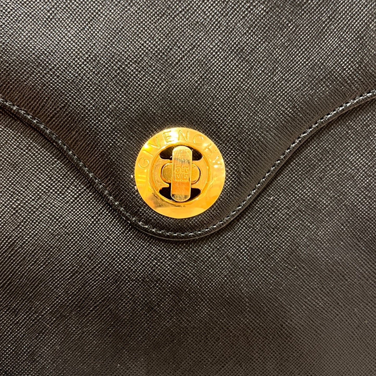 Givenchy Vintage Turn Lock Black Leather Handbag