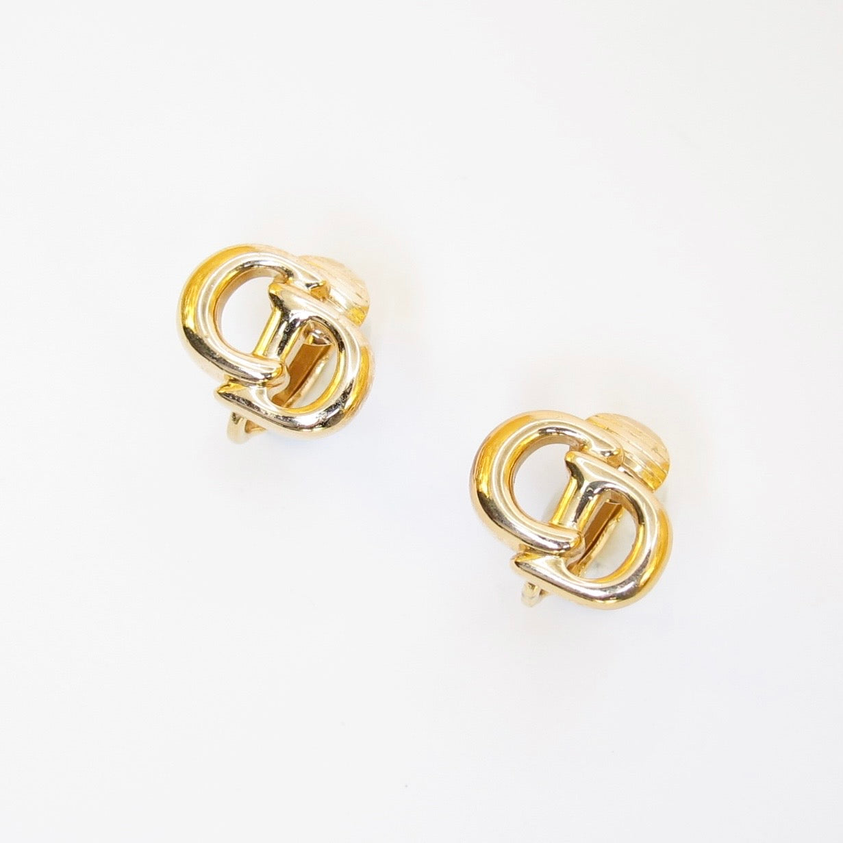 Christian Dior Vintage CD Logo Golden Clip-on Earrings