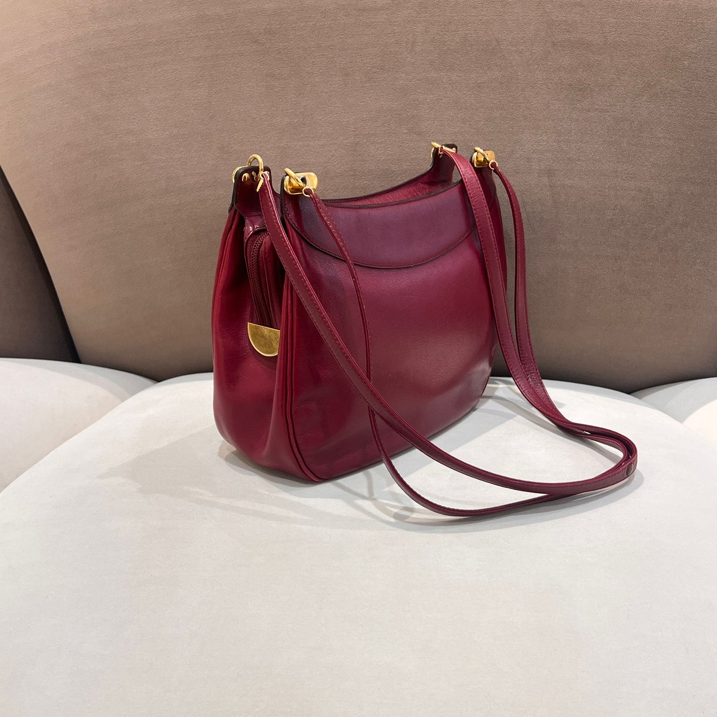 Christian Dior Vintage Burgundy Calfskin Cd Shoulder Bag