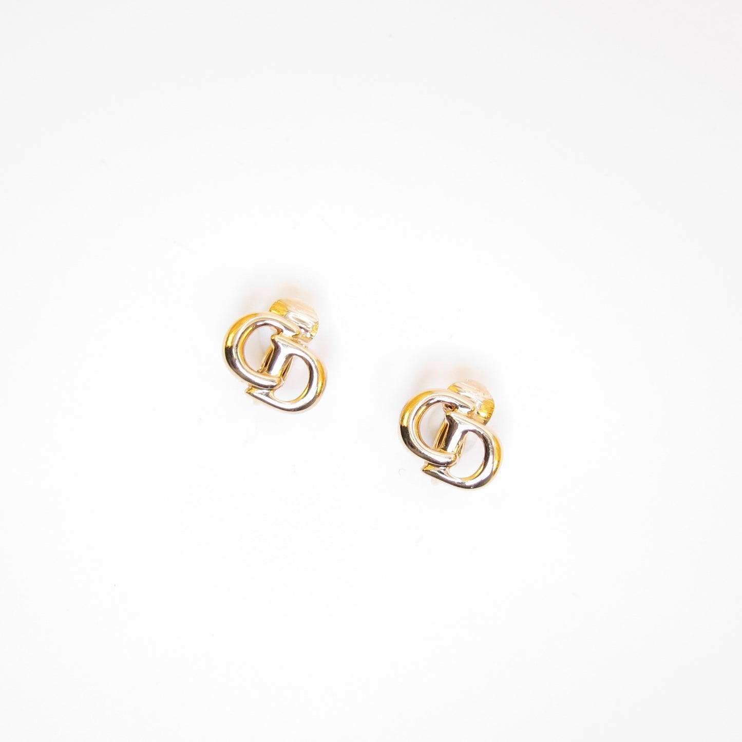Christian Dior Vintage CD Logo Golden Clip-on Earrings