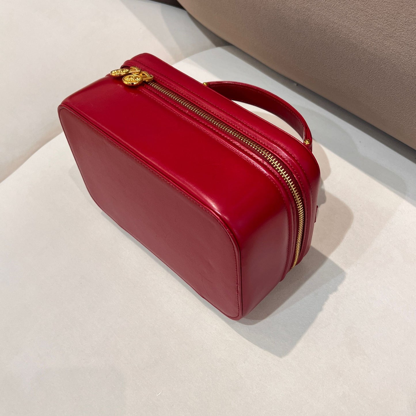 Versace Vintage Red Leather Vanity Handbag