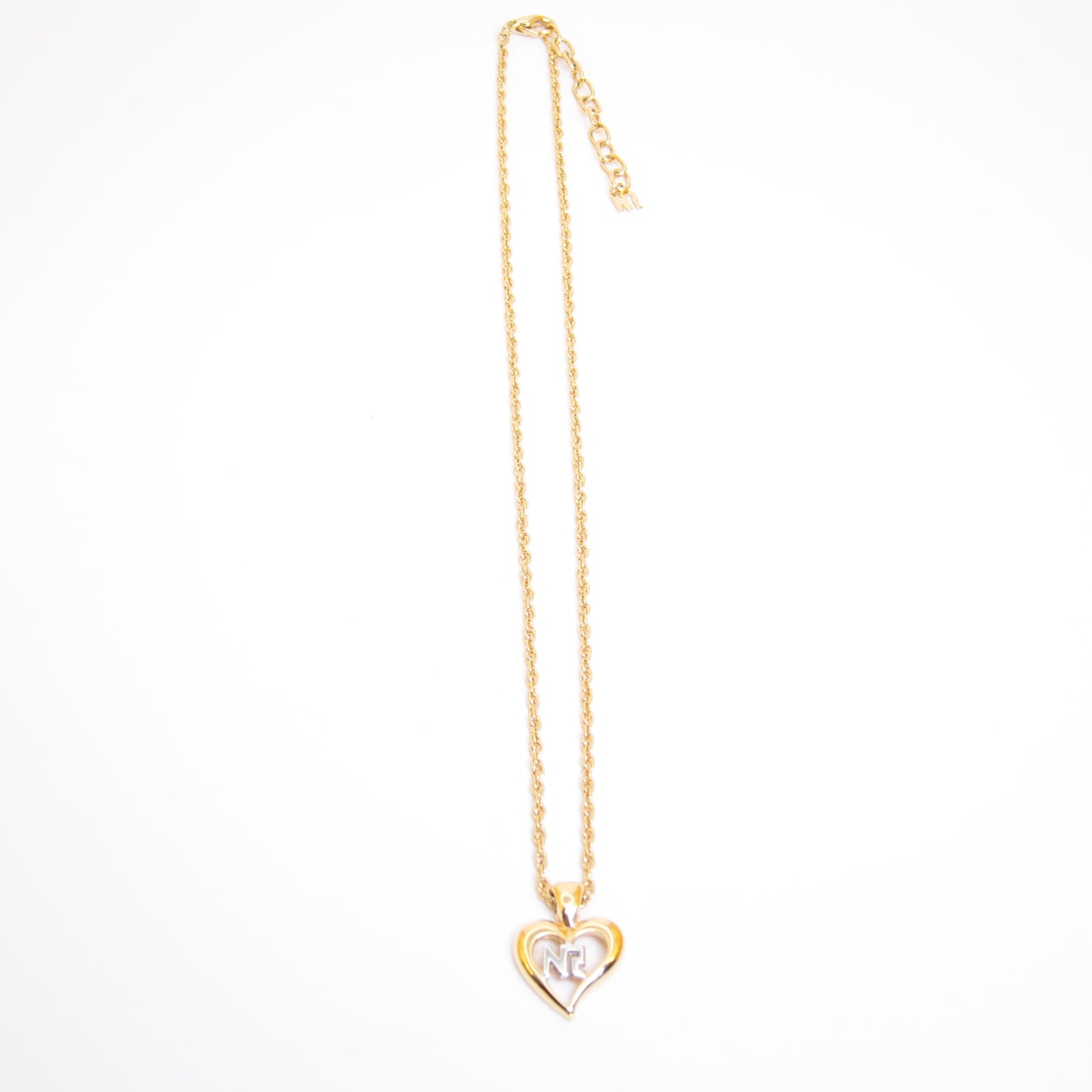 Nina Ricci Vintage NR Logo in Heart Golden Necklace