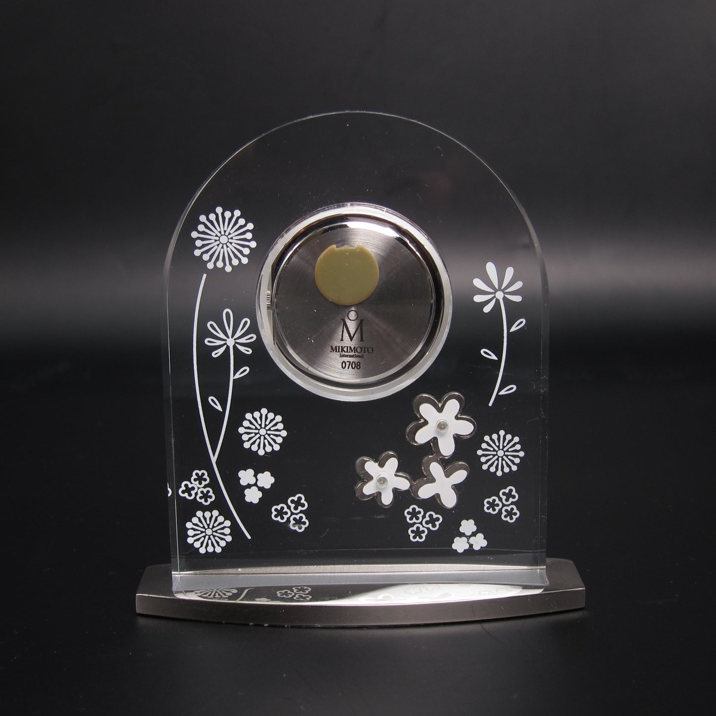 Mikimoto Vintage White Quartz Floral Table Clock With Box