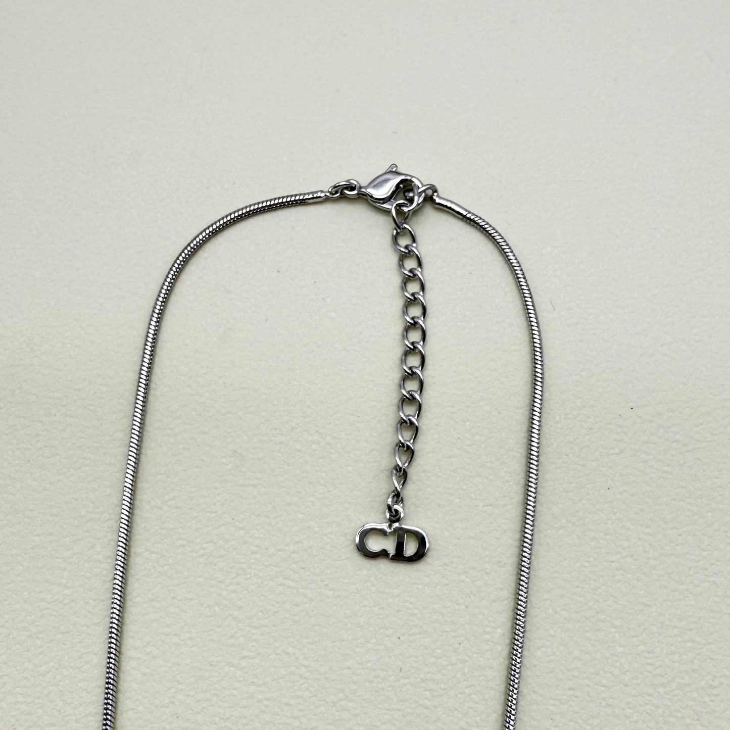 Christian Dior Vintage Round Shape with Rhinestone Silver Necklace