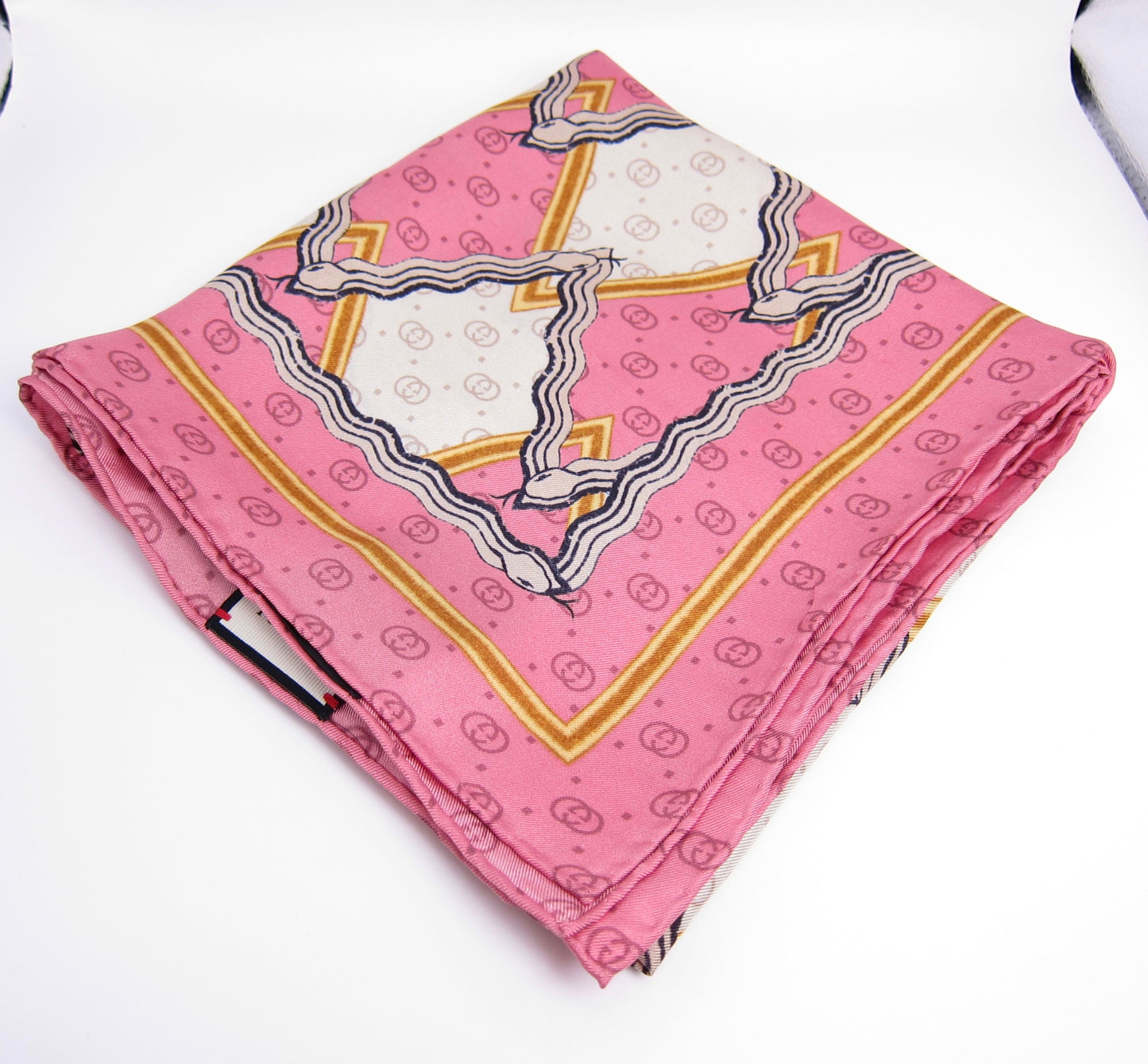 Gucci Vintage GG Monogram & Kingsnake Print Silk Scarf