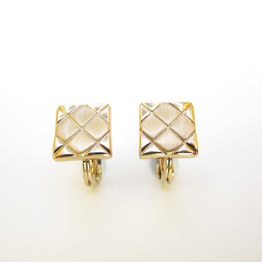 Monet Vintage Square Golden Clip-on Earring