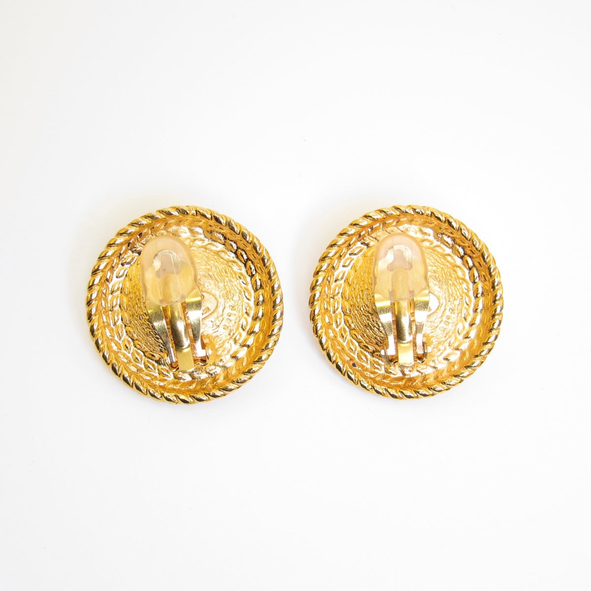 Chanel Vintage Blue Color Stone Golden Clip-on Earrings