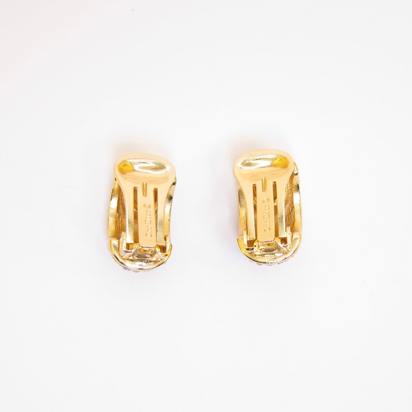 Christian Dior Vintage Rhinestone Golden Clip-on Earrings