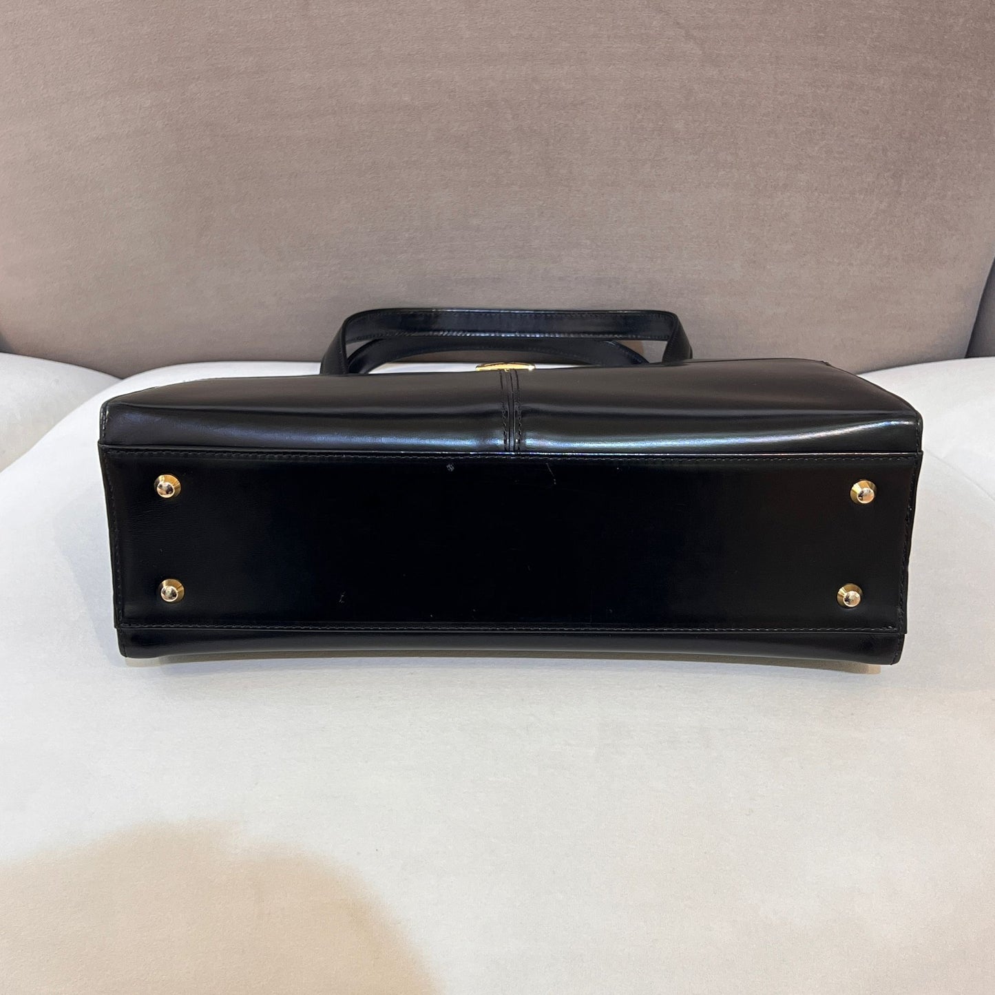 Yves Saint Laurent Vintage Black Leather Handbag With Ysl Logo Hardware