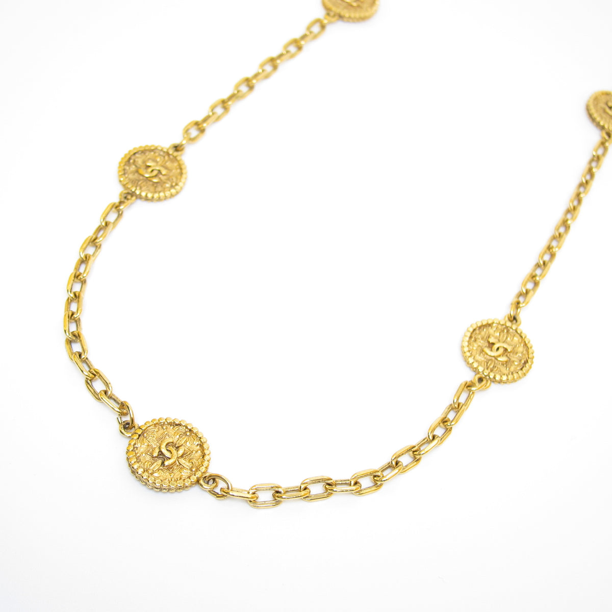 Chanel Vintage 636 CC Medallion Gold-Tone Long Necklace – product detail view 3