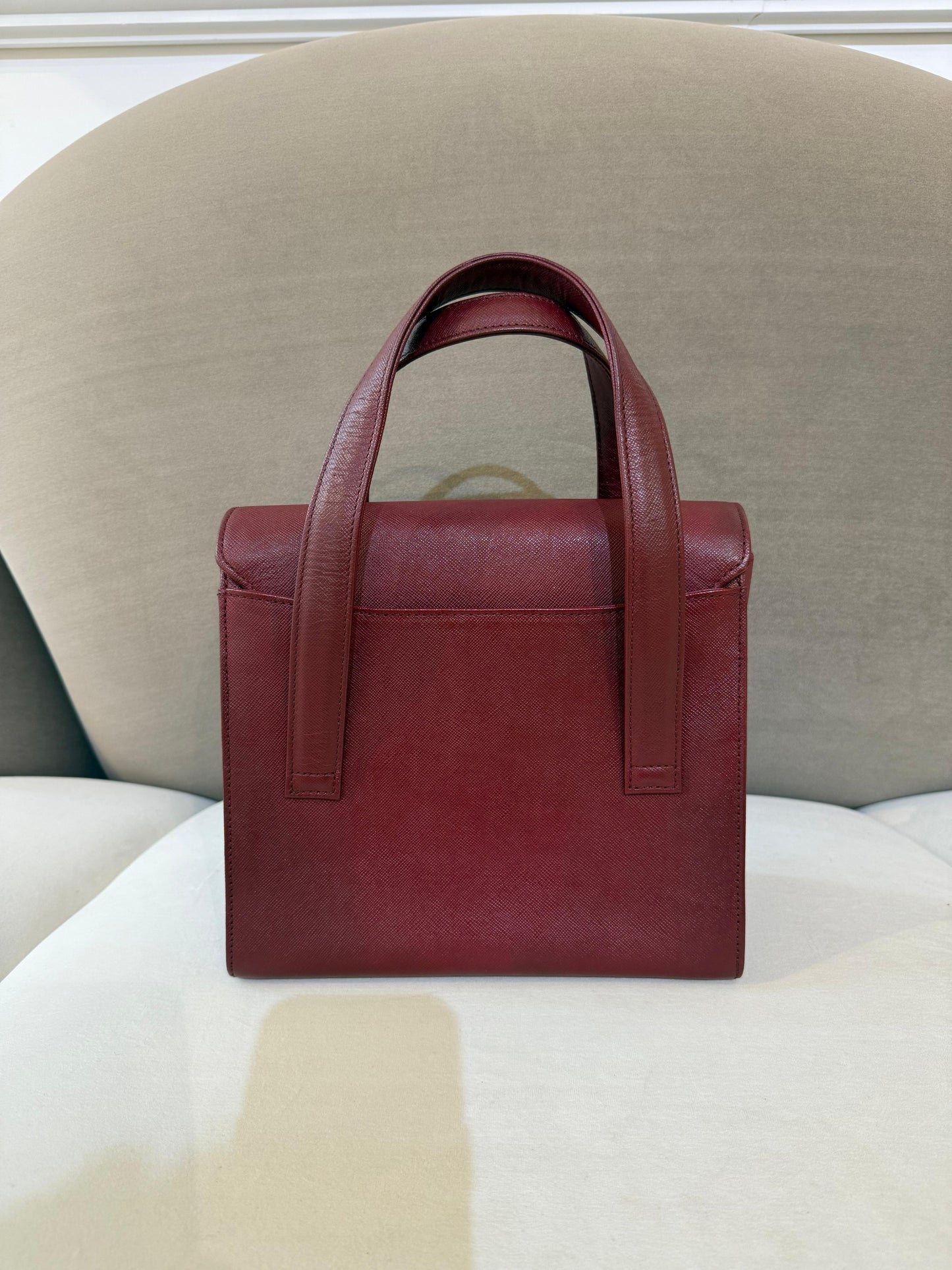 Givenchy Vintage Turn Lock Bordeaux Red Leather Handbag