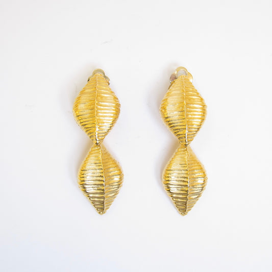 Givenchy Vintage Leaf Motif Golden Clip-on Earrings