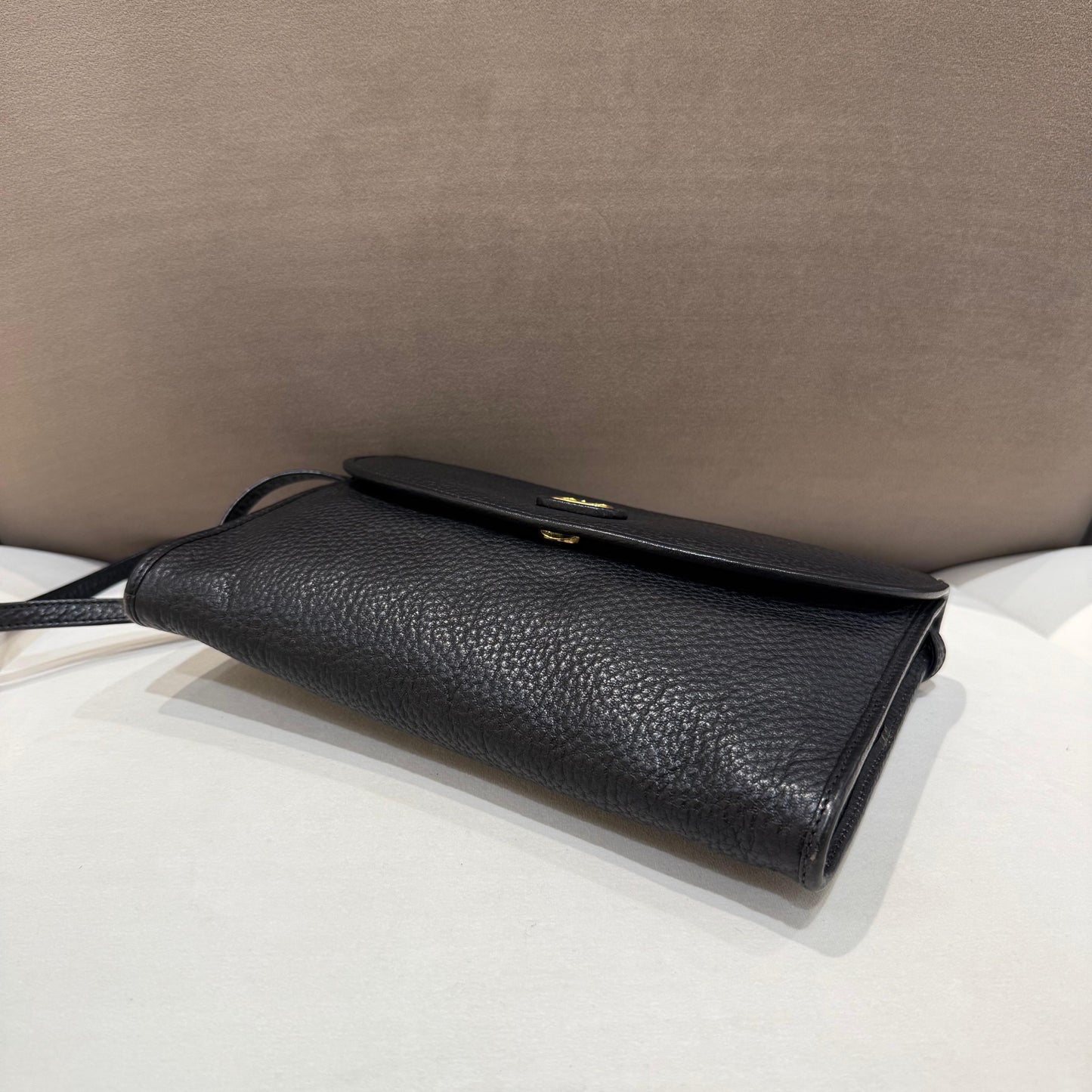 Valentino Garavani Vintage Black Leather V Logo Shoulder Bag