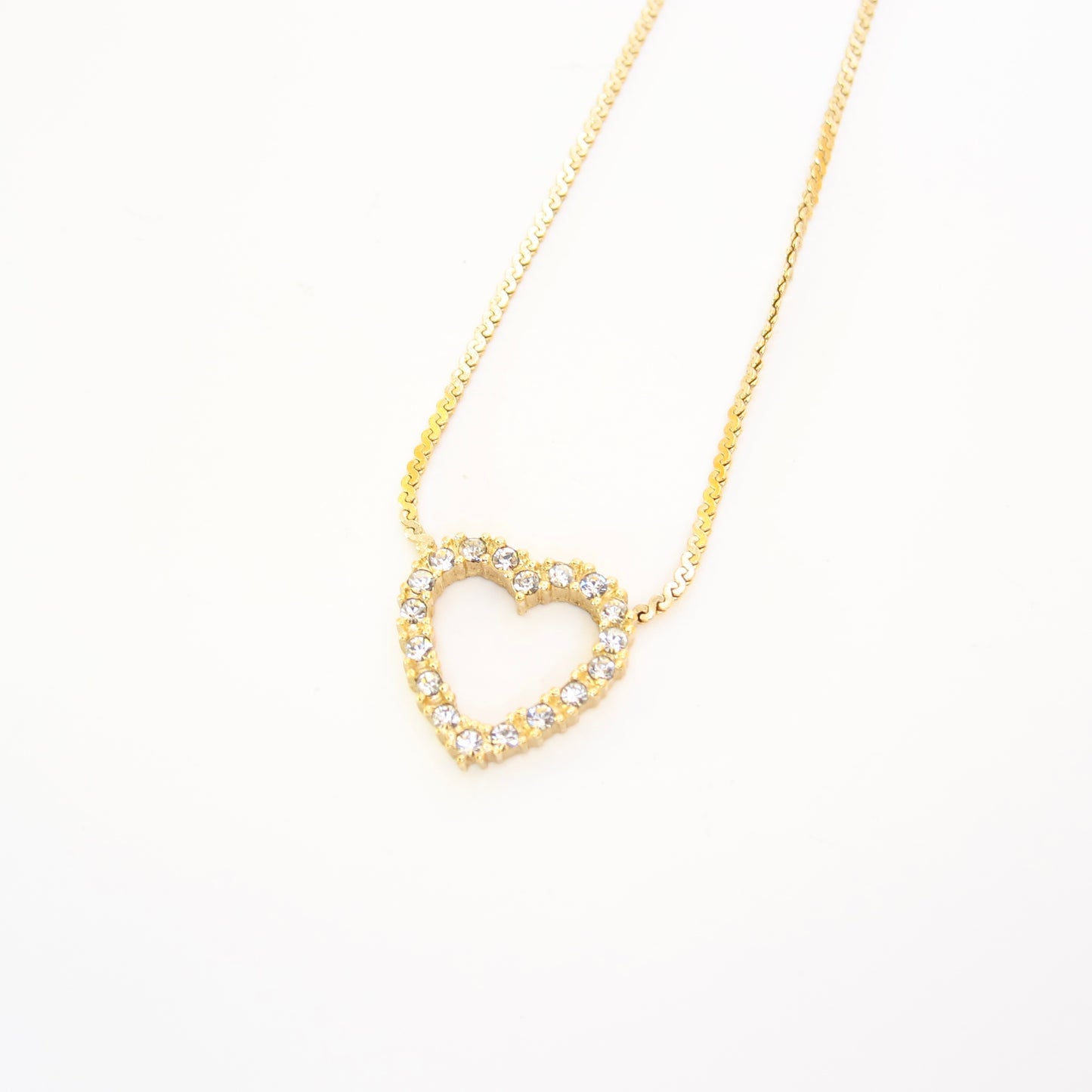 Christian Dior Vintage Heart Motif with Rhinestone Golden Necklace