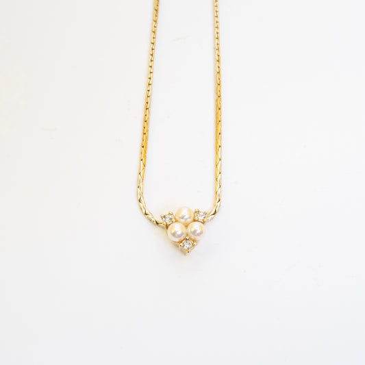 Christian Dior 復古珍珠與水鑽金項鍊