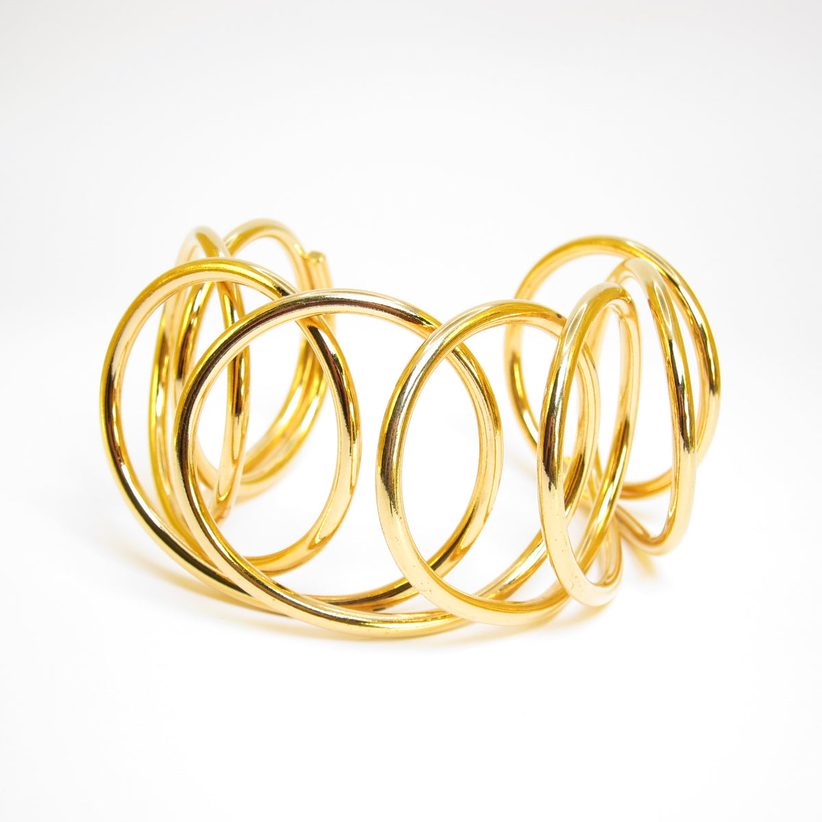 Loewe Vintage Sculptural Spiral Gold-Tone Cuff Bracelet, 22cm
