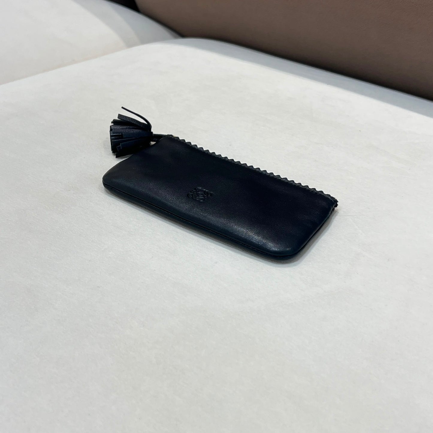 Loewe Vintage Black Nappa Leather Anagram Coin Pouch Key Case