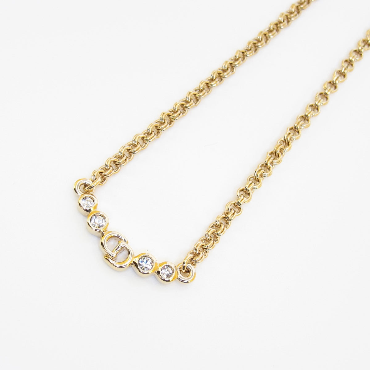 Christian Dior Vintage Crystal CD Chain Necklace