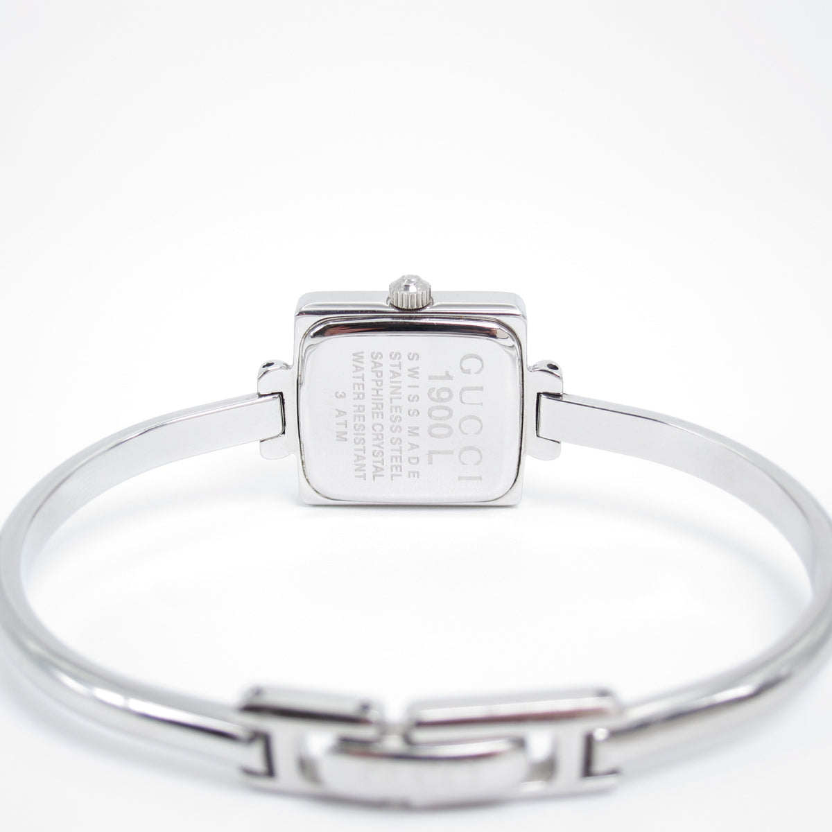 Gucci Vintage 1900L Black Square Dial Silver-Tone Bangle Watch