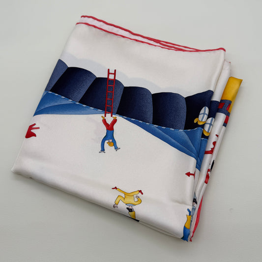 Bvlgari Vintage Little Human Pattern Silk Scarf