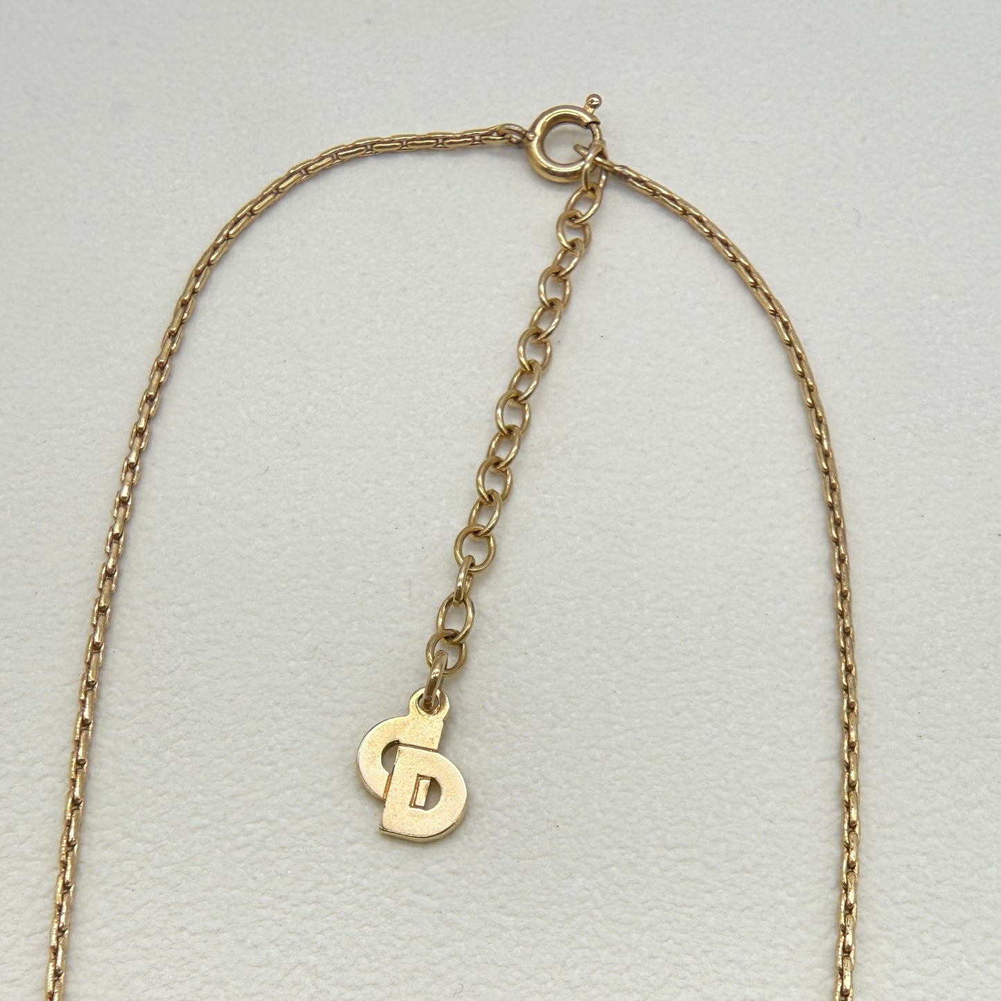 Christian Dior Vintage CD Logo in Lock with Rhinestone Golden Necklace