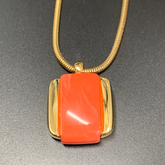 Givenchy Vintage Orange and Golden Pendant Necklace