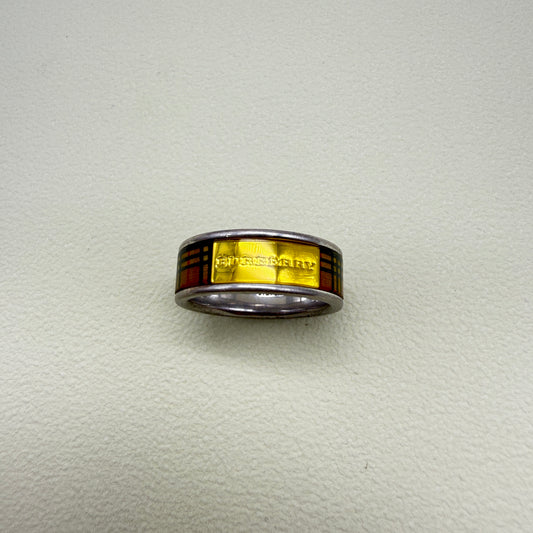 Burberry Vintage Burberry Logo Check Silver Ring #11