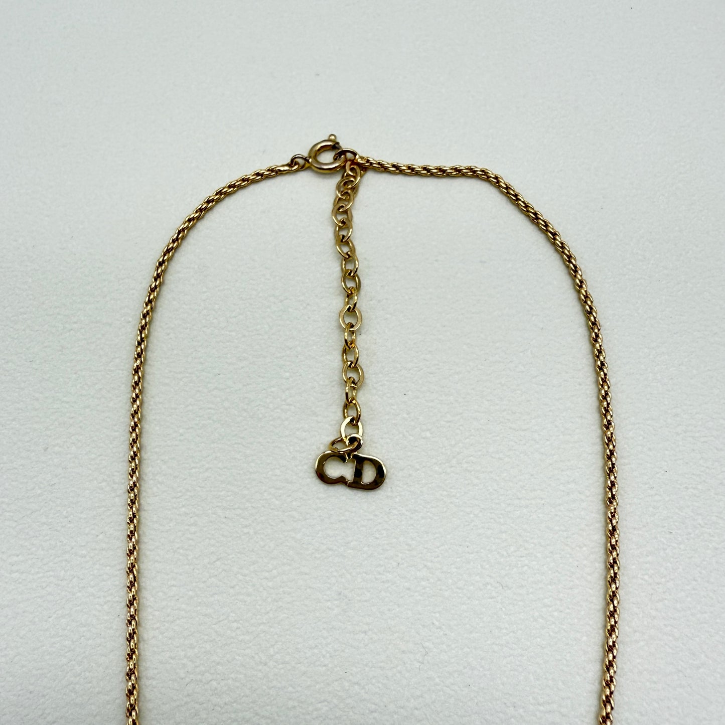 Christian Dior Vintage CD Logo in Octagon with Rhinestone Black and Golden Necklace