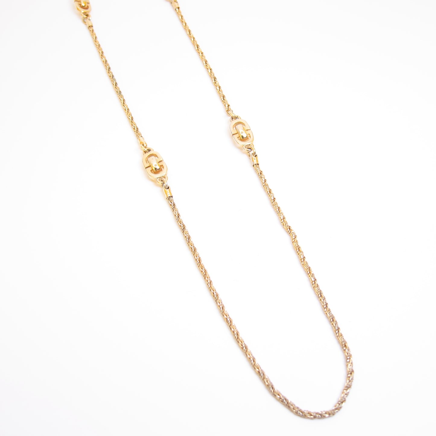 Christian Dior Vintage CD Logo Golden Long Necklace