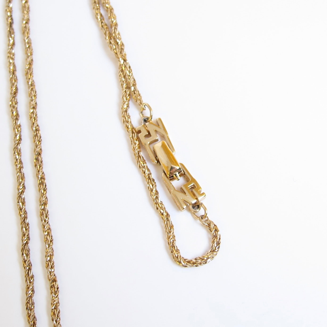 Nina Ricci Vintage NR Logo Cube with Rhinestone Golden Necklace