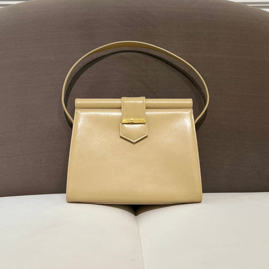 Yves Saint Laurent Vintage Beige Color with Golden Logo Handbag